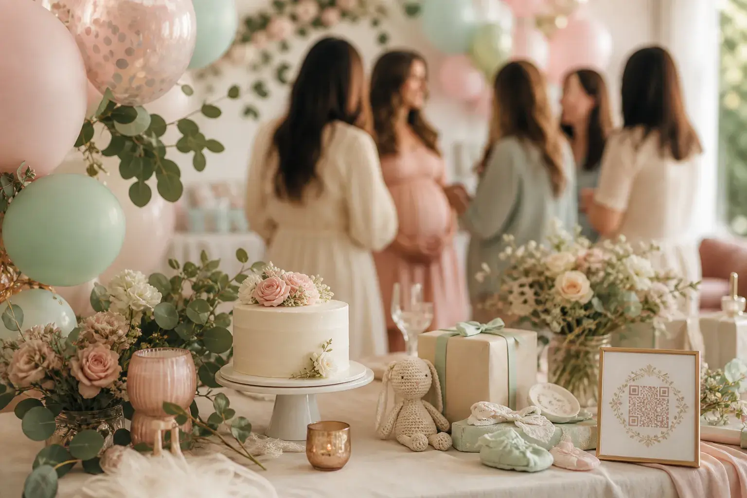 Baby shower partisinde pastel balon süslemesi