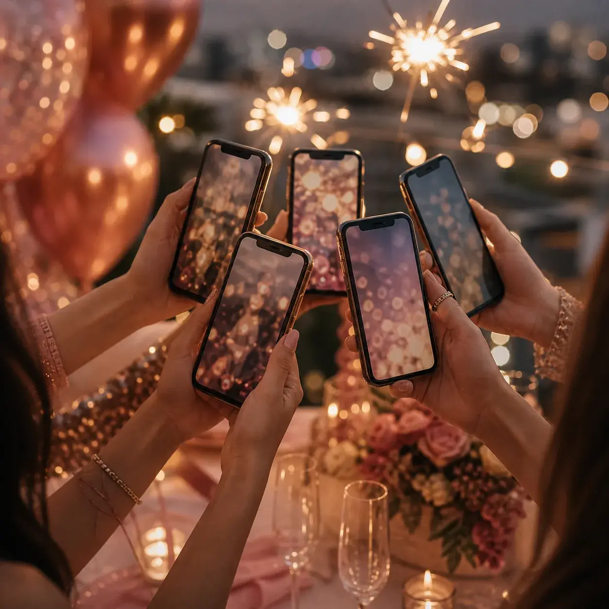 Bekarlığa veda fotoğraflarını telefonda paylaşan arkadaşlar