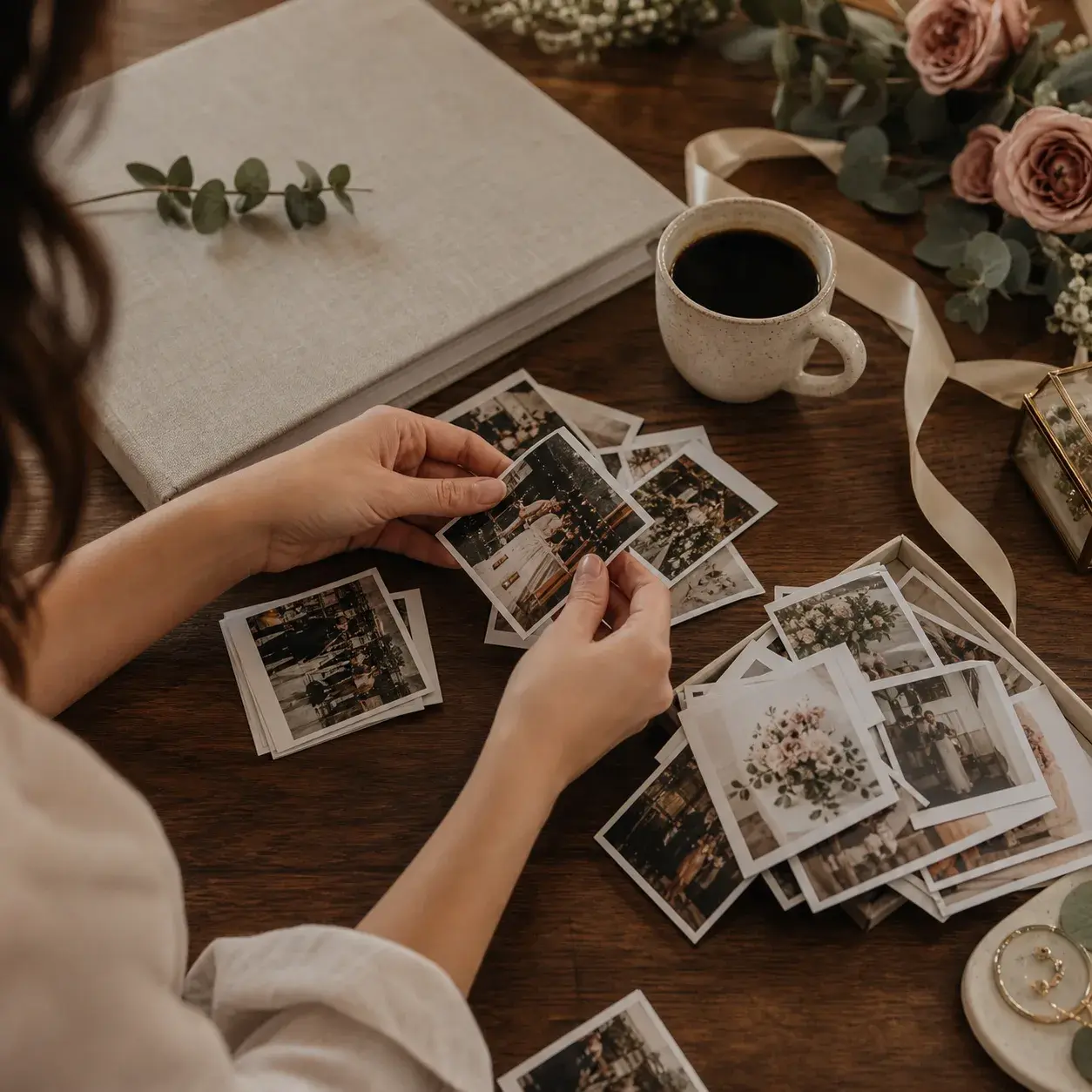 Düğün baskı fotoğraflarını albüm için ayırma
