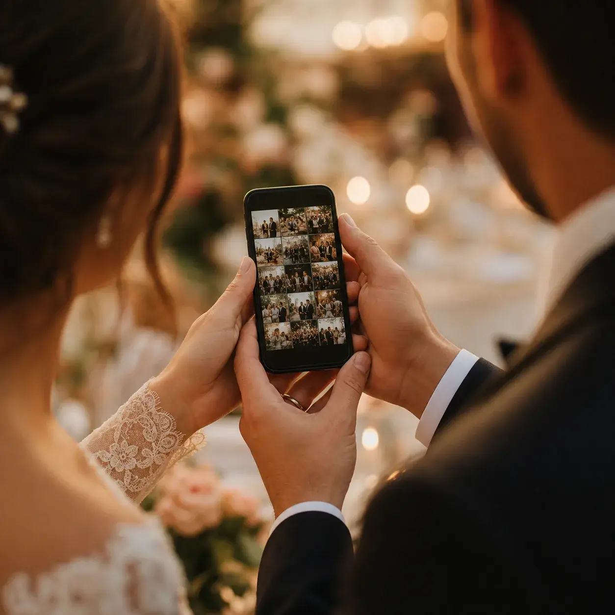 Telefonda düğün fotoğraf galerisi görünümü