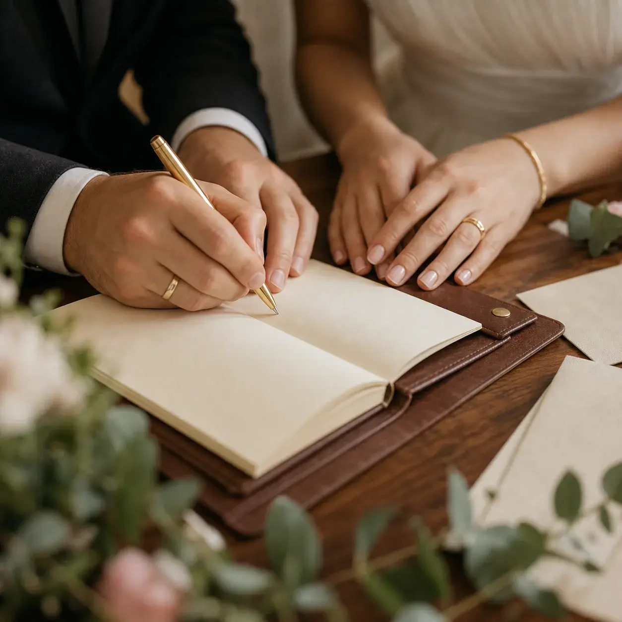 Nikah defterinde imza ve yüzük detayı