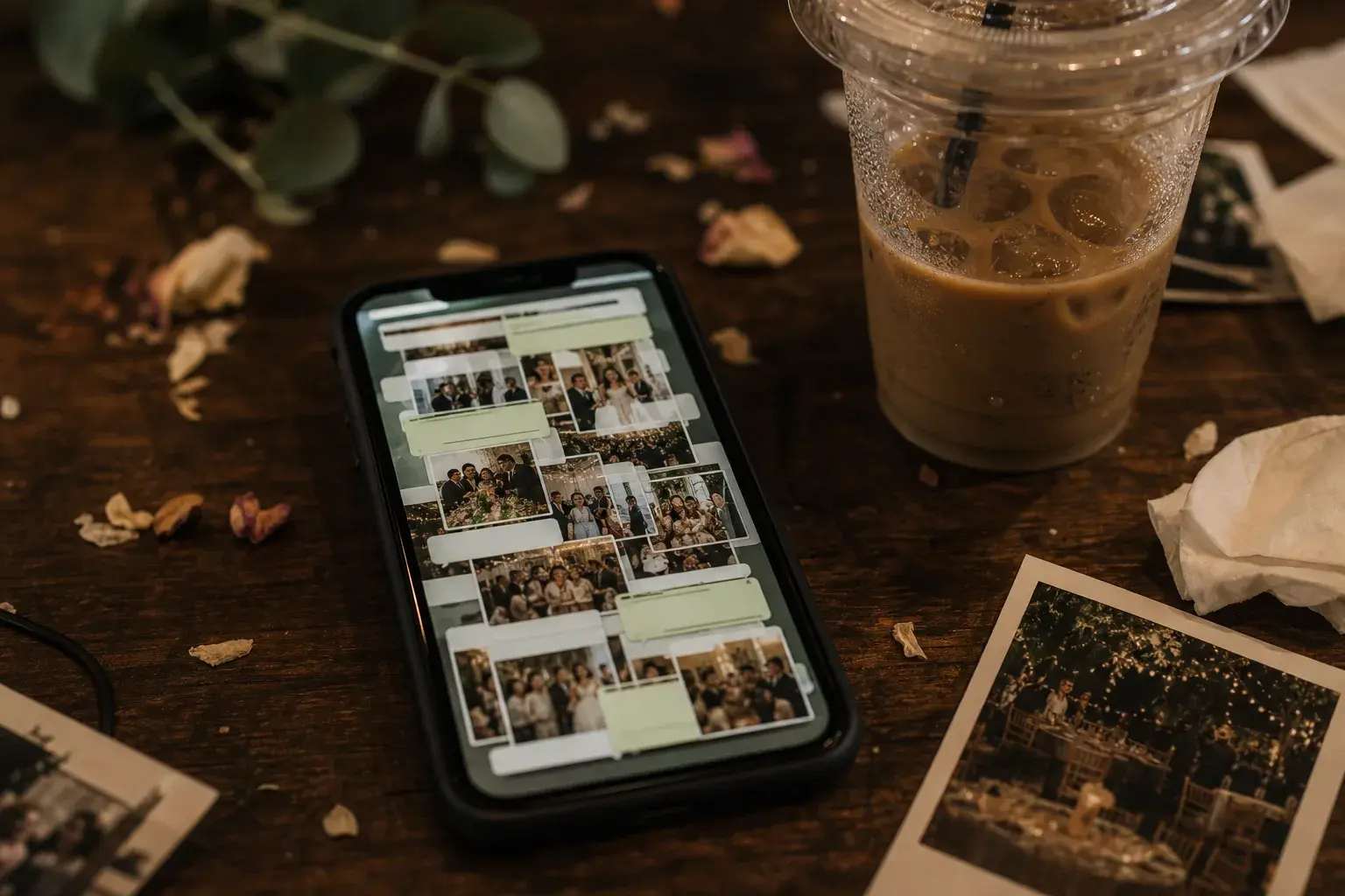 WhatsApp'ta dağınık fotoğraf paylaşımı ve karışık sohbet ekranı